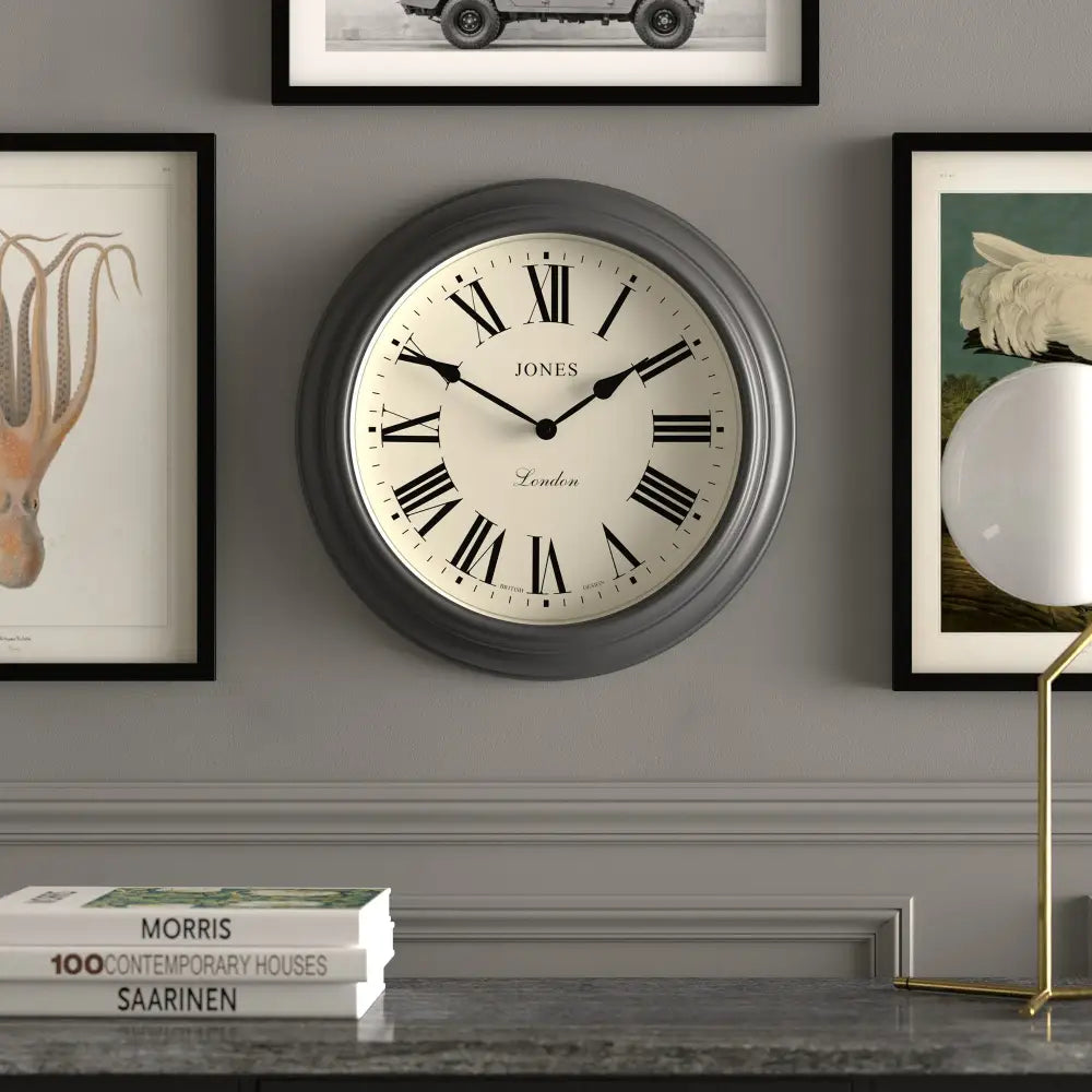 Newgate Jones Supper Club Clock Charcoal Grey - Home & Garden > Decor
