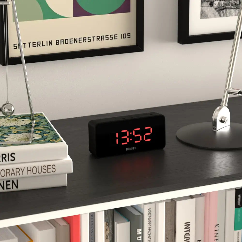 Newgate Space Hotel Hypertron Alarm Clock Black Case - Black Lens - Red Led - Home & Garden > Decor > Clocks