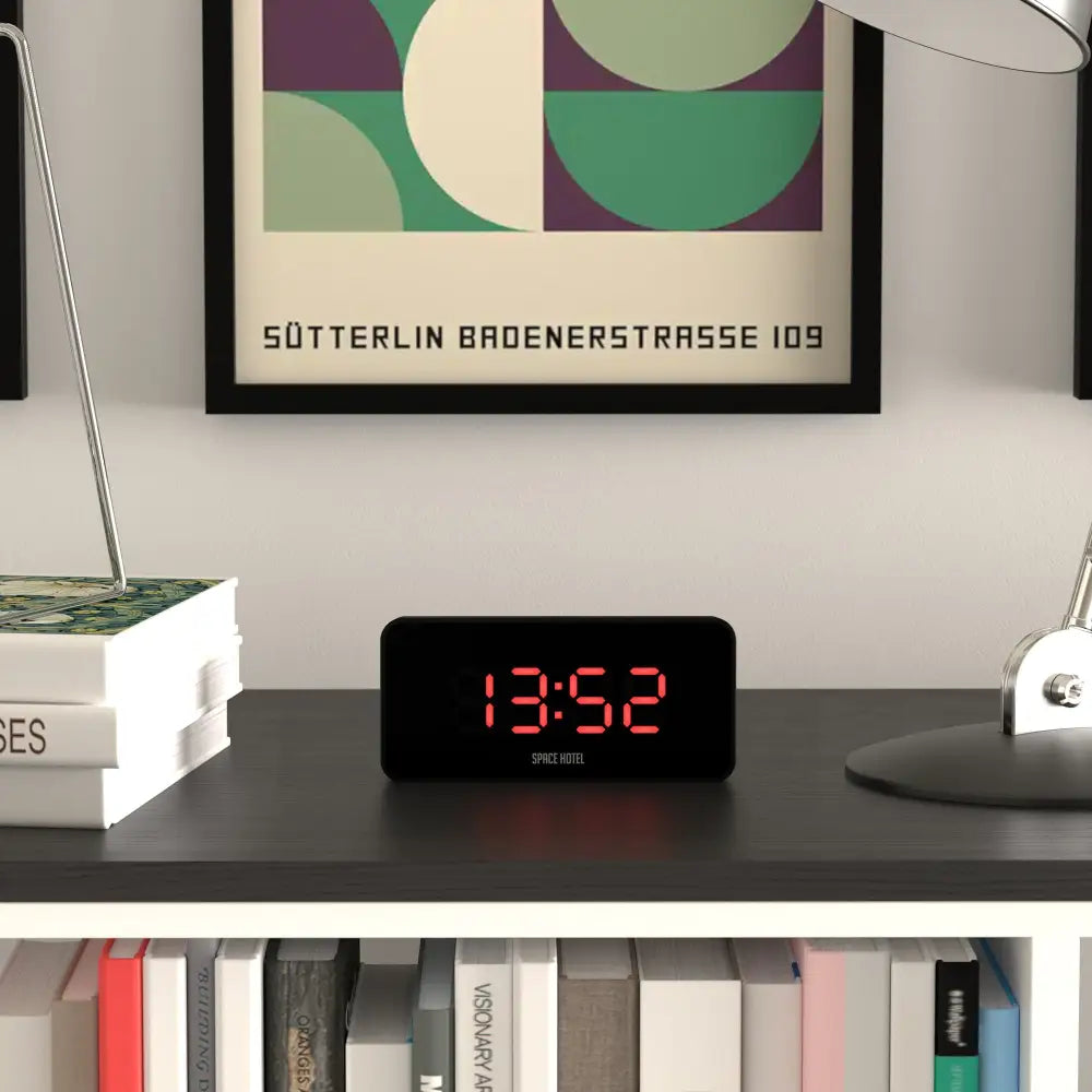 Newgate Space Hotel Hypertron Alarm Clock Black Case - Black Lens - Red Led - Home & Garden > Decor > Clocks
