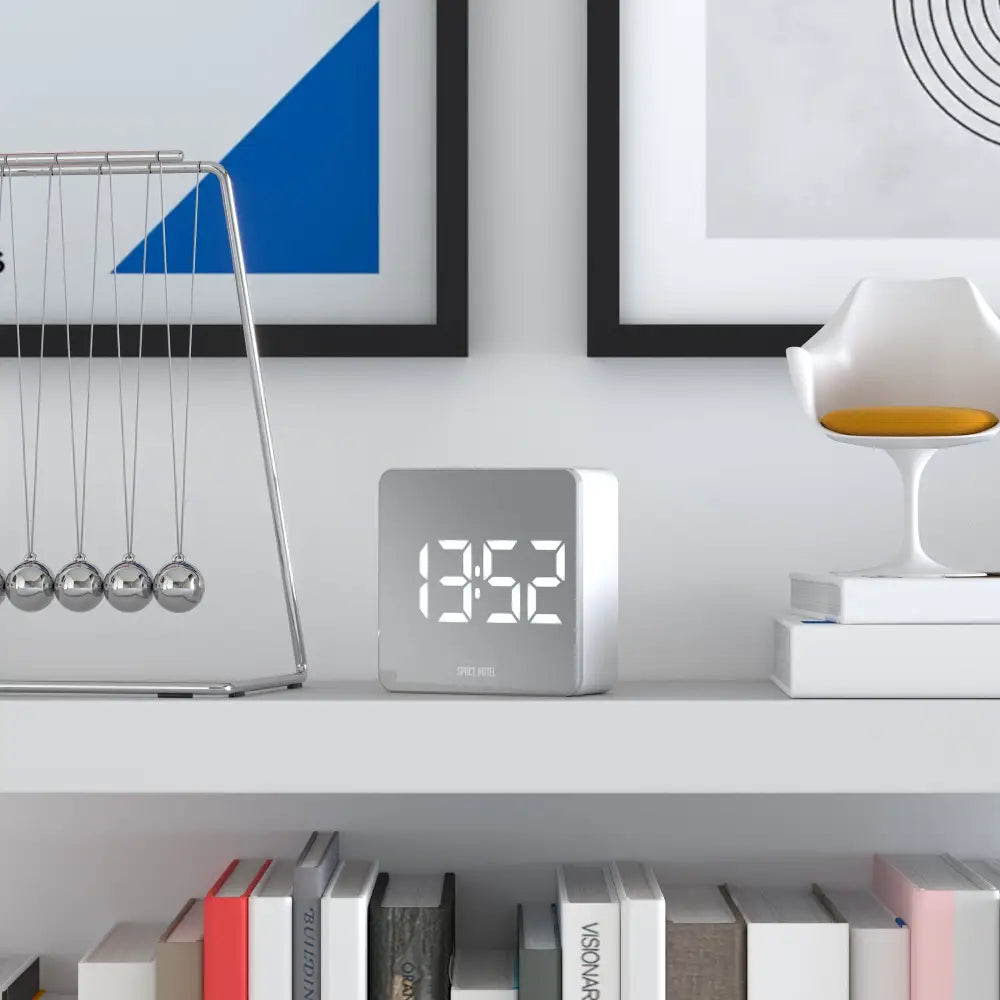 Newgate Space Hotel Orbatron Alarm Clock White Case - Silver Lens - White Led - Home & Garden > Decor > Clocks