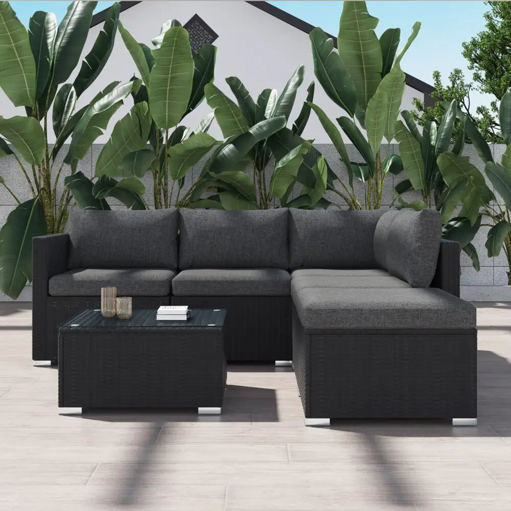 NEWYORK Outdoor Lounge Set in Black - Furniture > Outdoor