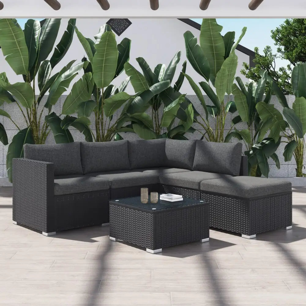 NEWYORK Outdoor Lounge Set in Black - Furniture > Outdoor