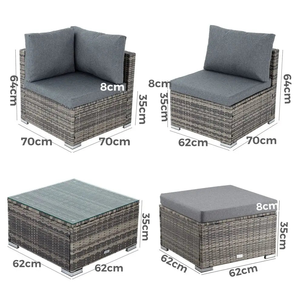 NEWYORK Outdoor Lounge Set in Grey - Furniture > Outdoor