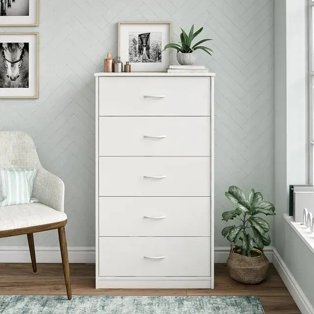 NNECN Classic Elegance: Five-Drawer Chest for Organized Living - Home & Garden > Storage > Clothing & Wardrobe Storage