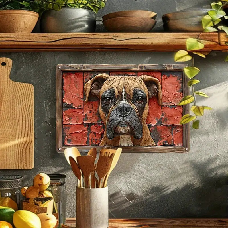 NNEOBA Boxer Dog Aluminum Wall Art - 12x16in Decorative Print - Home & Garden > Decor > Vases & Table Decor