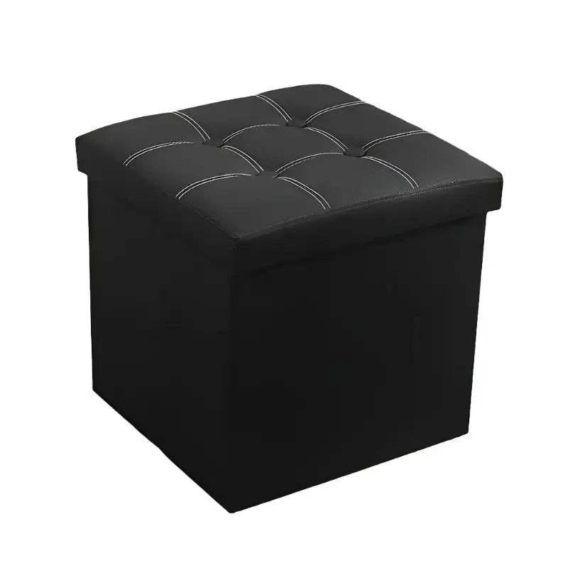 NNETM Faux Leather Storage Ottoman - Black 55L - Furniture > Bar Stools & Chairs > Arm Chairs & Recliners