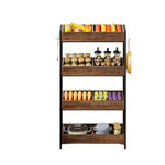 NNETMLT 4-Tier Wood Snack Rack Basket - Vintage Brown - Furniture > Living Room > Coat Racks