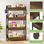 NNETMLT 4-Tier Wood Snack Rack Basket - Vintage Brown - Furniture > Living Room > Coat Racks