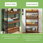 NNETMLT 4-Tier Wood Snack Rack Basket - Vintage Brown - Furniture > Living Room > Coat Racks