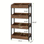 NNETMLT 4-Tier Wood Snack Rack Basket - Vintage Brown - Furniture > Living Room > Coat Racks