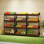 NNETMLT 4-Tier Wood Snack Rack Basket - Vintage Brown - Furniture > Living Room > Coat Racks