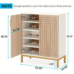 NNETMLT 5-Tier Shoe Cabinet with Geometric Pattern Doors-White/Natural - Furniture > Outdoor > Outdoor Dining Sets