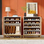 NNETMLT 5-Tier Shoe Cabinet with Geometric Pattern Doors-White/Natural - Furniture > Outdoor > Outdoor Dining Sets