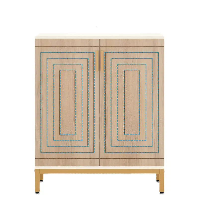 NNETMLT 5-Tier Shoe Cabinet with Geometric Pattern Doors-White/Natural - Furniture > Outdoor > Outdoor Dining Sets