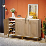NNETMLT 5-Tier Shoe Cabinet with Geometric Pattern Doors-White/Natural - Furniture > Outdoor > Outdoor Dining Sets