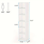NNETMLT 6-Tier Cube Display Shelves for Home Office - 70.9 Inch Tall Narrow Bookcase - Furniture > Living Room >