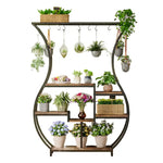 NNETMLT 6-Tier Plant Stand with Vase Shape Ladder Design Rustic Brown - Home & Garden > Decor > Garden Ornaments