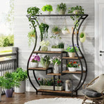 NNETMLT 6-Tier Plant Stand with Vase Shape Ladder Design Rustic Brown - Home & Garden > Decor > Garden Ornaments
