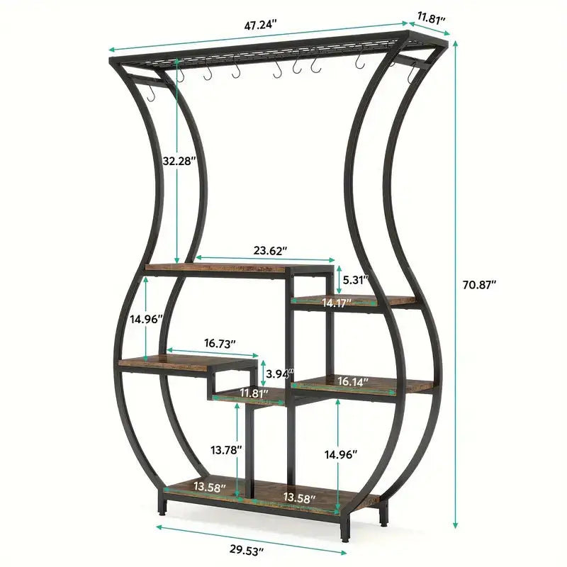NNETMLT 6-Tier Plant Stand with Vase Shape Ladder Design Rustic Brown - Home & Garden > Decor > Garden Ornaments