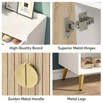 NNETMLT 7-Tier Shoe Storage Cabinet with Adjustable Shelves Wood and Gold - Furniture > Living Room > Shoe Storage