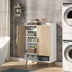NNETMLT 7-Tier Shoe Storage Cabinet with Adjustable Shelves Wood and Gold - Furniture > Living Room > Shoe Storage