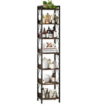 NNETMLT 78.7 Inch Extra Tall 7 Tier Skinny Bookcase Rustic Brown - Furniture > Living Room > Bookcases & Shelves