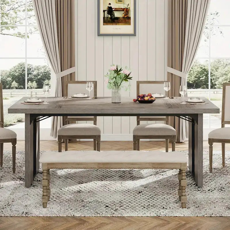 NNETMLT Rustic Rectangular Dining Table - Furniture > Dining > Dining Tables