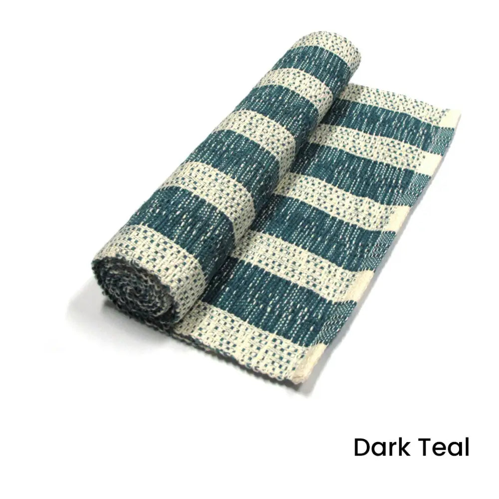 Noah Stripe Cotton Ribbed Table Runner 33 x 150 cm Dark Teal - Home & Garden > Kitchenware