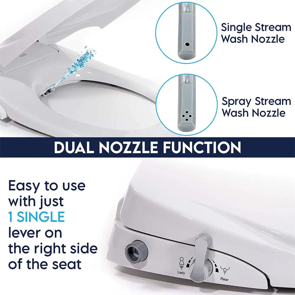 Non Electric Bidet Toilet Seat O Cover Bathroom Dual Nozzle Spray Water Wash - Home & Garden > Bathroom Accessories >