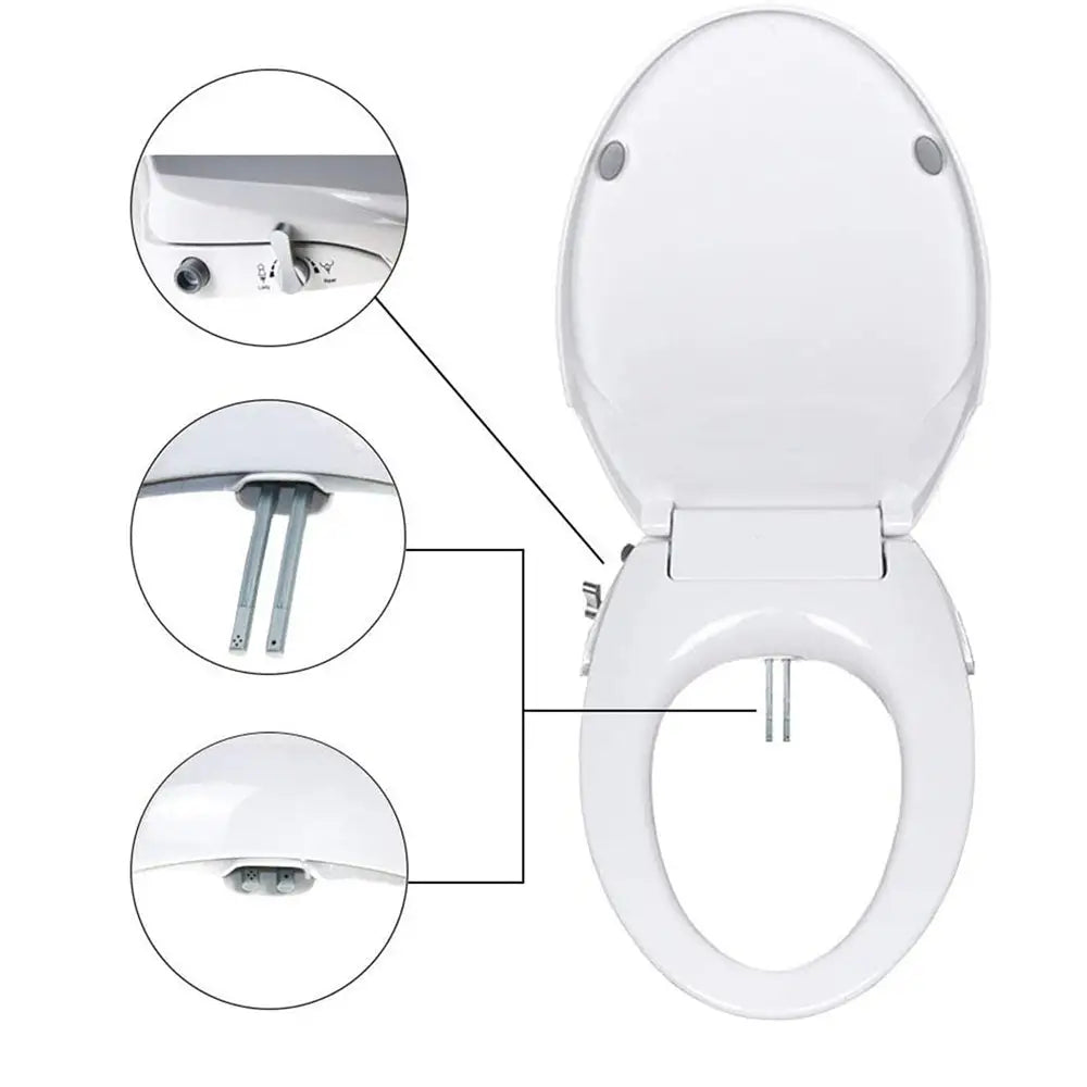 Non Electric Bidet Toilet Seat O Cover Bathroom Dual Nozzle Spray Water Wash - Home & Garden > Bathroom Accessories >