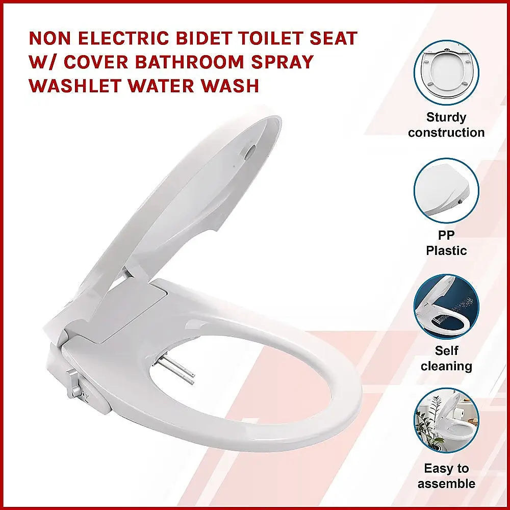 Non Electric Bidet Toilet Seat W/ Cover Bathroom Spray Water Wash - Home & Garden > DIY > Kitchen & Bathroom DIY