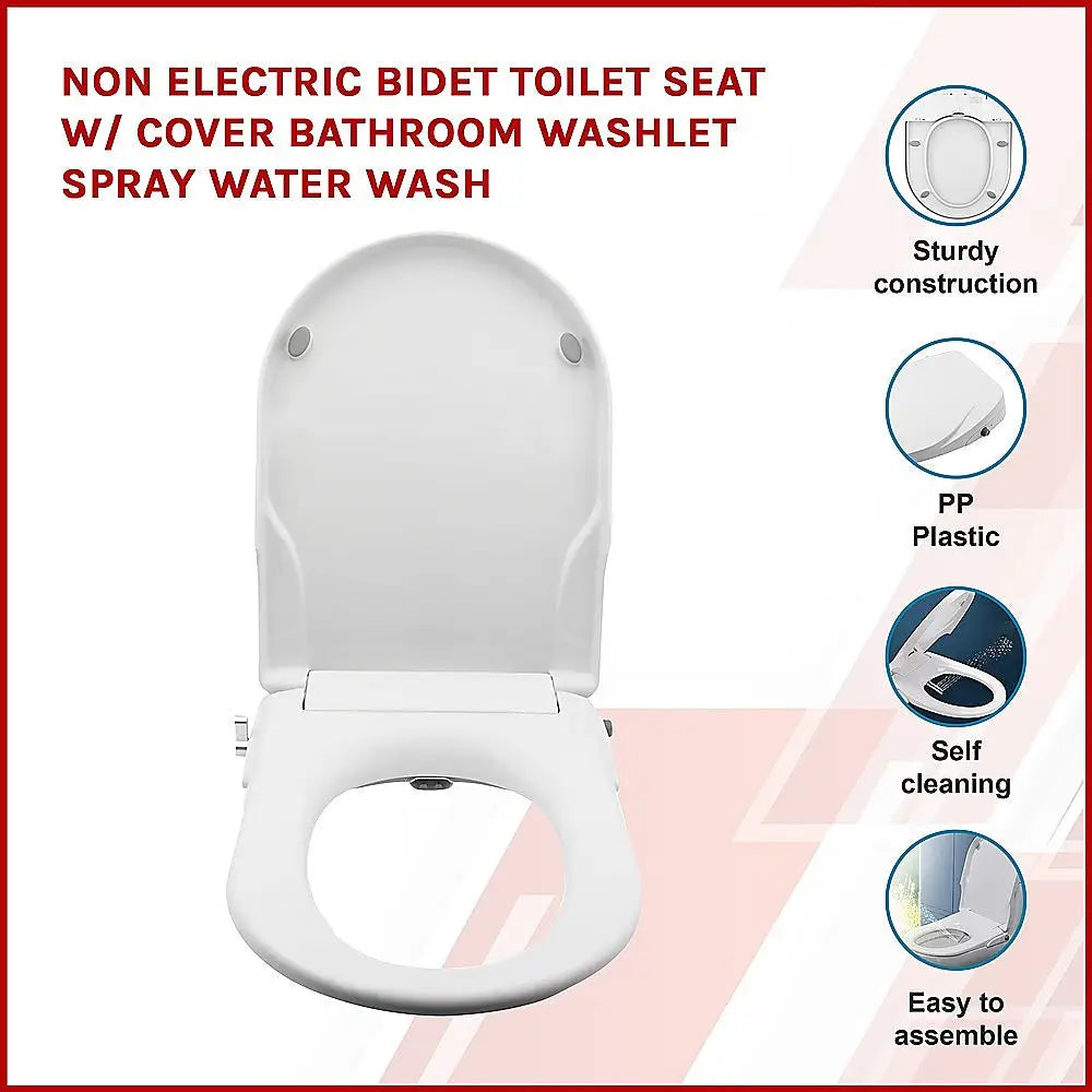 Non Electric Bidet Toilet Seat W/ Cover Bathroom Spray Water Wash - Home & Garden > DIY > Kitchen & Bathroom DIY