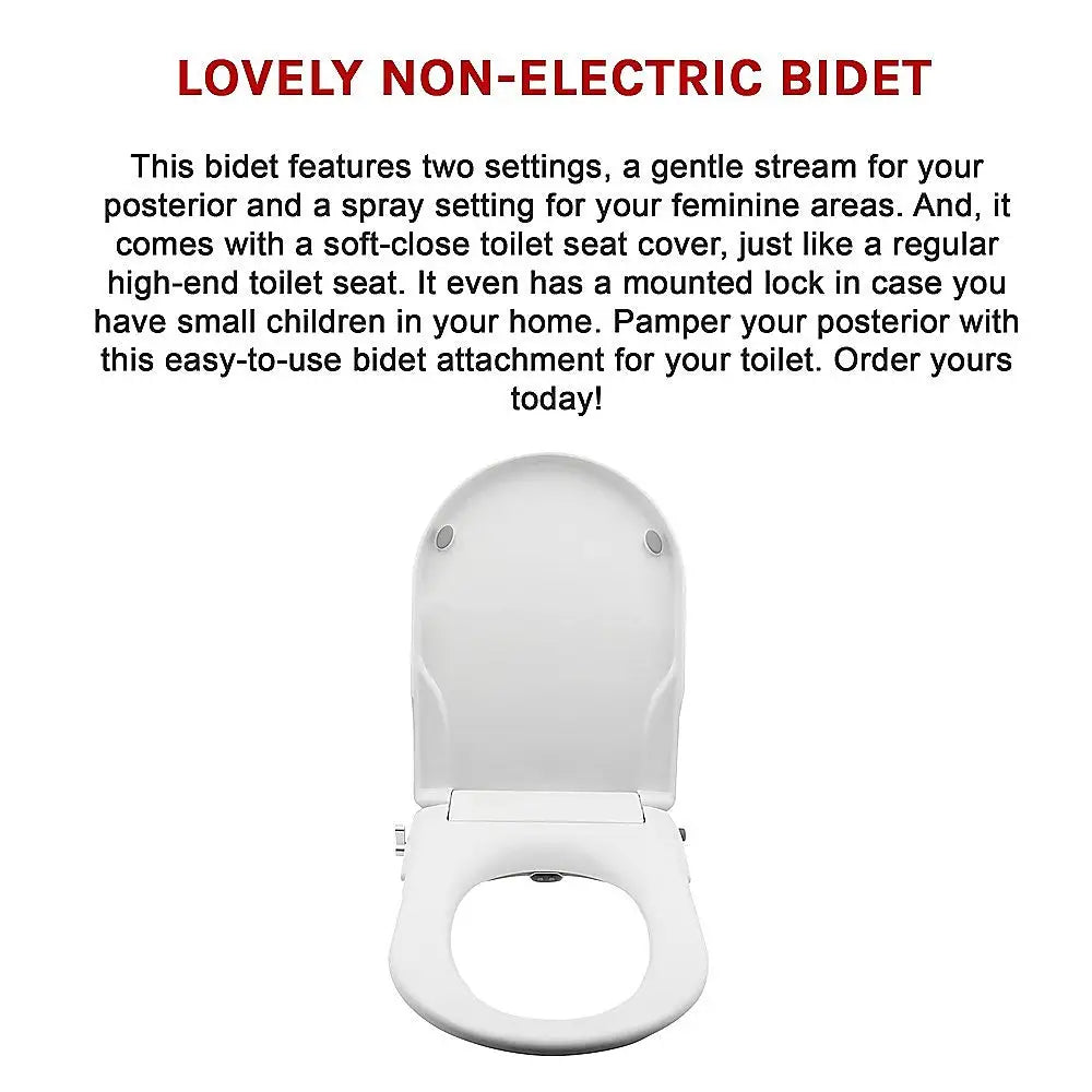 Non Electric Bidet Toilet Seat W/ Cover Bathroom Spray Water Wash - Home & Garden > DIY > Kitchen & Bathroom DIY