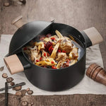 Non-stick Carbon Steel Dutch oven soup pot pan frying pan with lid wooden handle - Home & Garden > Kitchenware