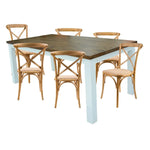 Norah 7pc Dining Set Table 180cm Solid Acacia Wood Oak Crossback Chair - Furniture > Dining