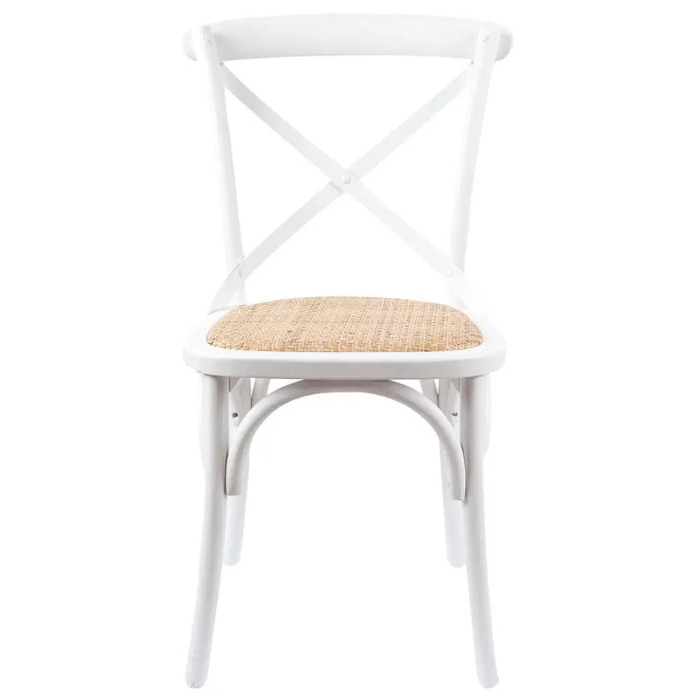 Norah 7pc Dining Set Table 180cm Solid Acacia Wood White Crossback Chair - Furniture > Dining