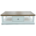 Norah Coffee Table 130cm 2 Drawer Solid Acacia Timber Wood - Furniture > Living Room