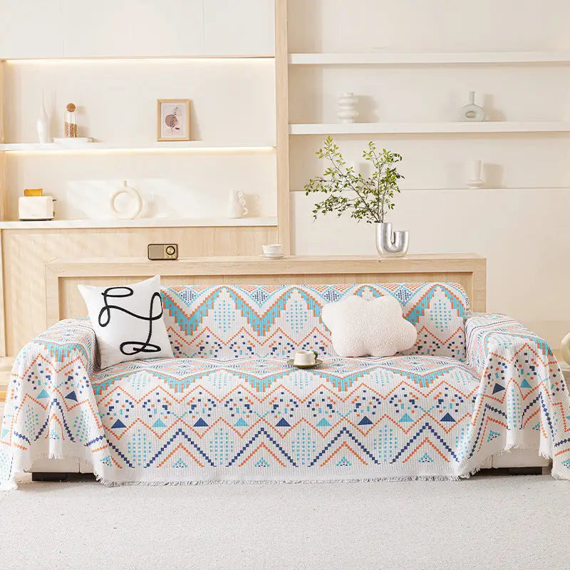 Nordic-Style Full-Cover Sofa Blanket - 180 x 230 cm Minimalist Stain-Resistant All-Season Two-Seater Sofa Protector