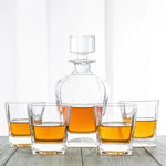 Novare Oval Whiskey Decanter Bottle With 4 Whiskey Glasses Set - Home & Garden > Kitchenware