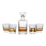 Novare Square Whiskey Decanter Bottle With 4 Whiskey Glasses Set - Home & Garden > Kitchenware