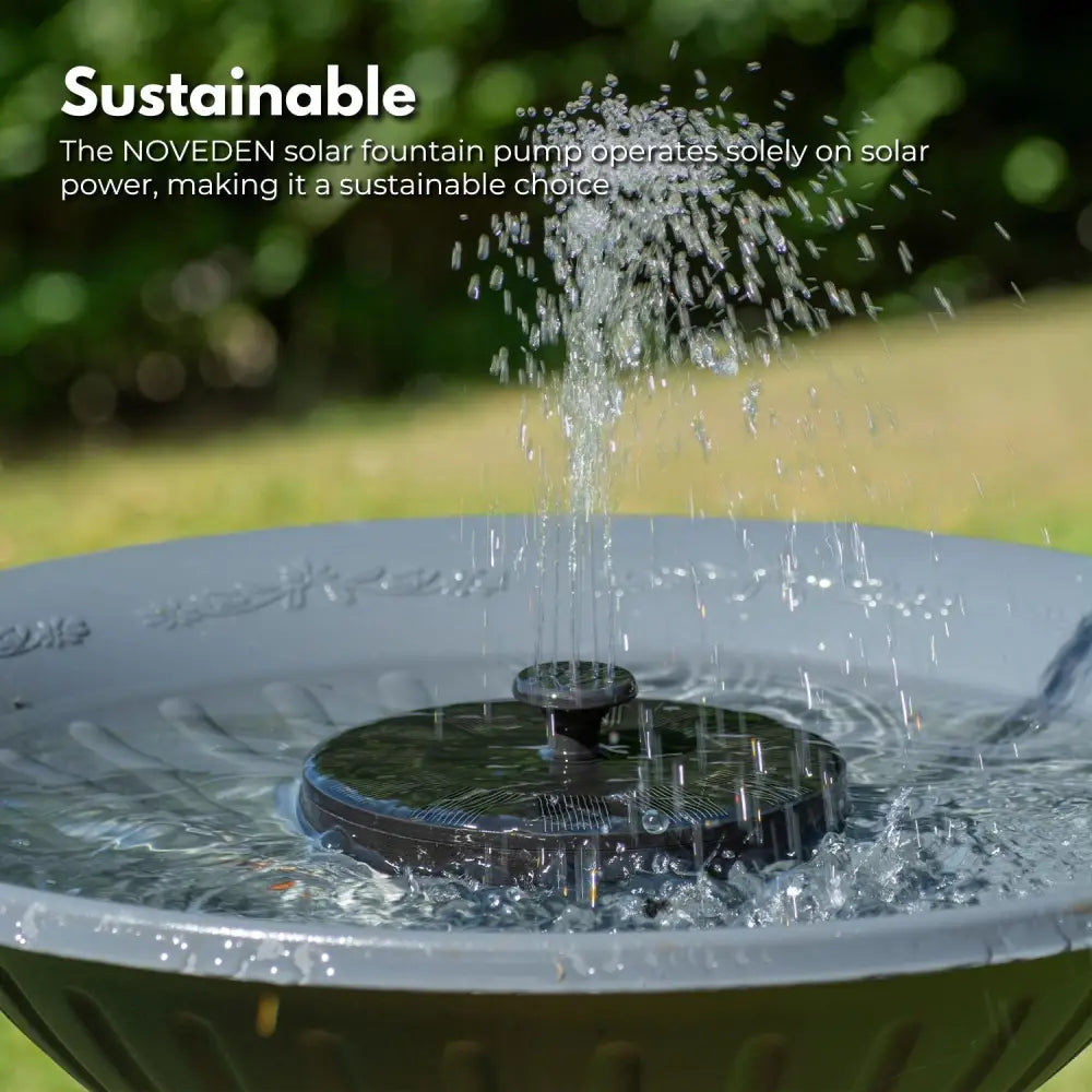 NOVEDEN 16cm 1.5W Solar Fountain Water Pump for Bird Bath (Black) - Home & Garden > Fountains > Fountain & Ponds