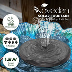 NOVEDEN 16cm 1.5W Solar Fountain Water Pump for Bird Bath (Black) - Home & Garden > Fountains > Fountain & Ponds