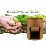 NOVEDEN 5 Packs 10 Gallon Plant Grow Bags with Window Flap (Brown) NE-PB-105-KJ - Home & Garden > Garden Beds