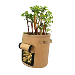 NOVEDEN 5 Packs 10 Gallon Plant Grow Bags with Window Flap (Brown) NE-PB-105-KJ - Home & Garden > Garden Beds