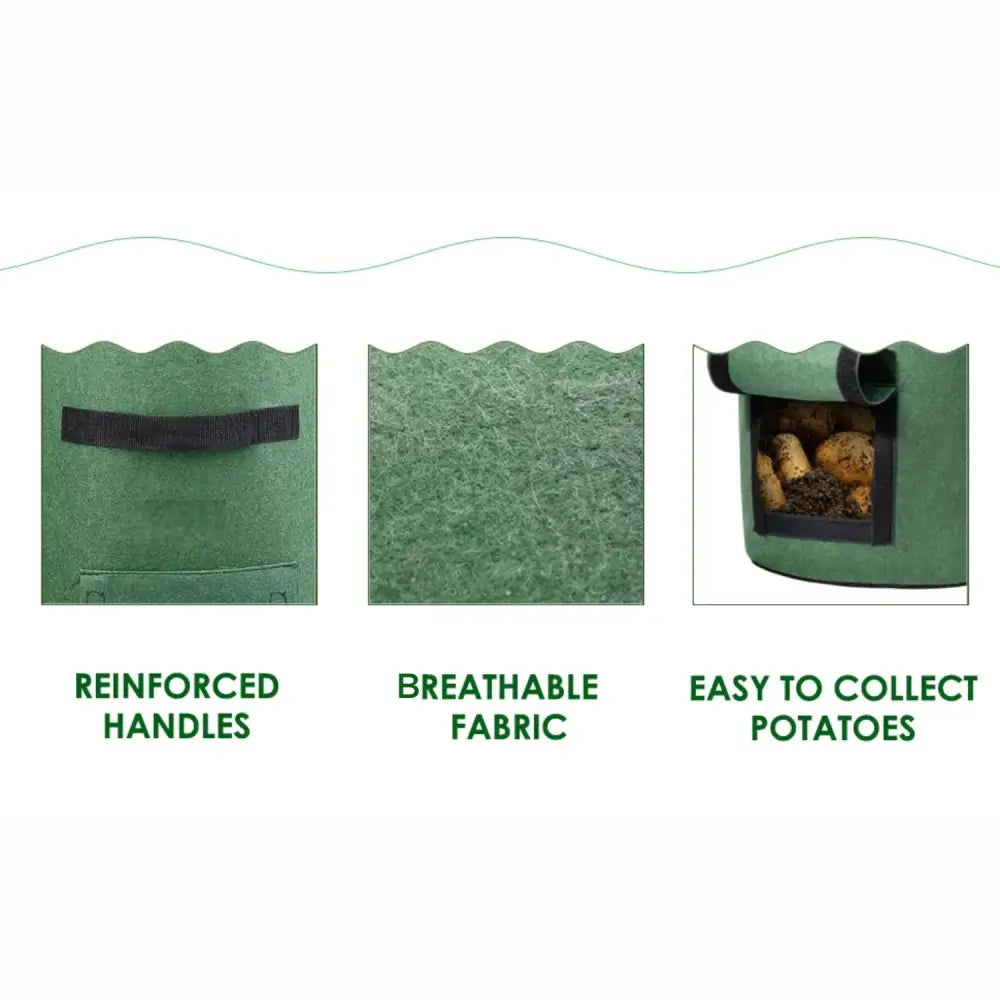 NOVEDEN 5 Packs 10 Gallon Plant Grow Bags with Window Flap (Dark Green) NE-PB-104-KJ - Home & Garden > Garden Beds