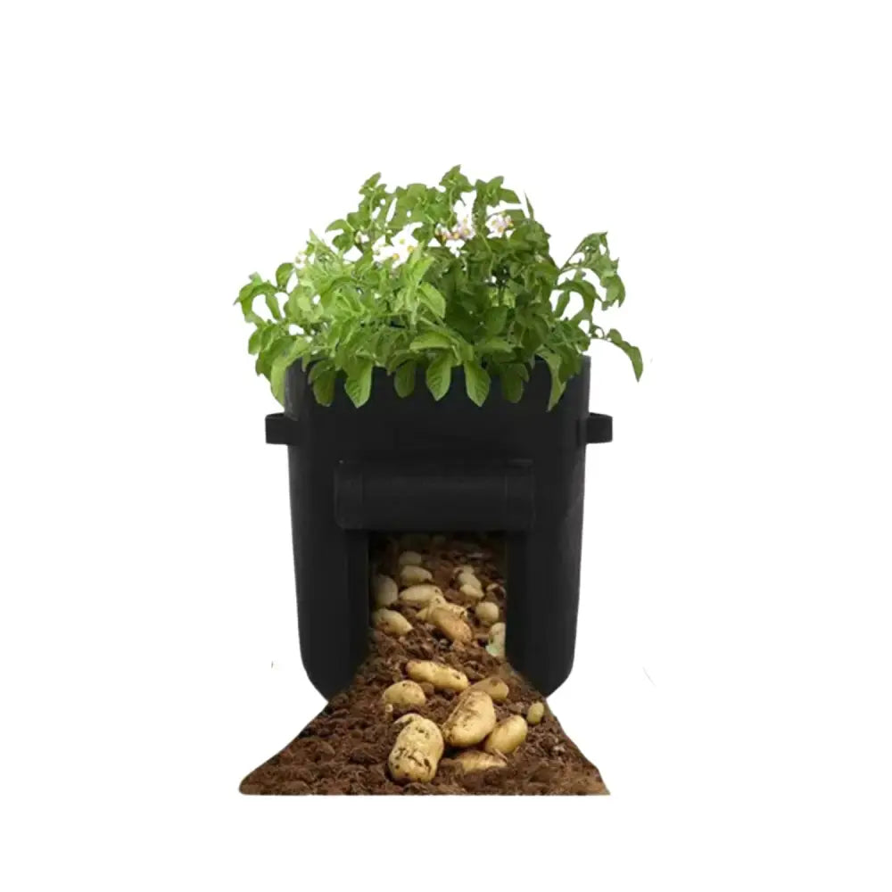 NOVEDEN 5 Packs 7 Gallon Plant Grow Bags with Window Flap (Black) NE-PB-100-KJ - Home & Garden > Garden Beds