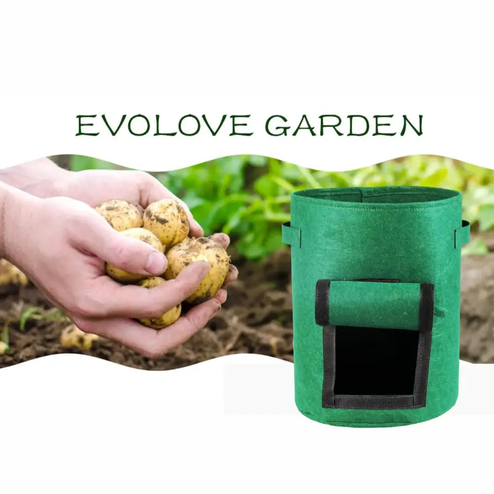 NOVEDEN 5 Packs 7 Gallon Plant Grow Bags with Window Flap (Dark Green) NE-PB-102-KJ - Home & Garden > Garden Beds