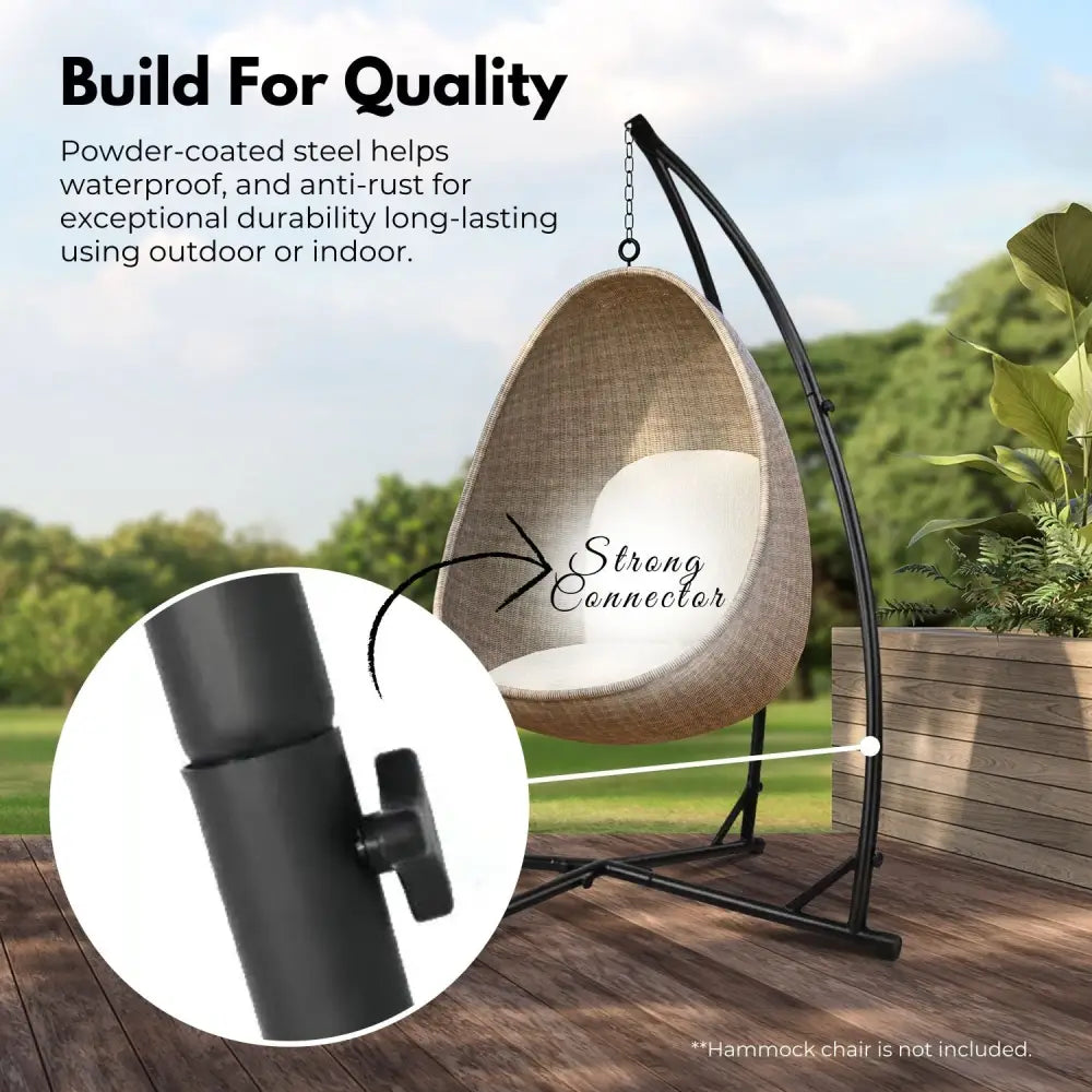 NOVEDEN Hammock Chair Stand for Hanging Air Porch Swing Chair (Black) NE-HC-100-DL - Home & Garden > Hammocks