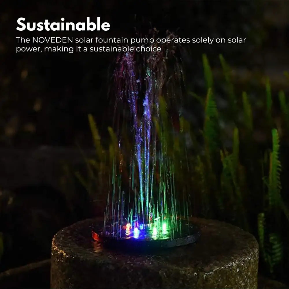 NOVEDEN Solar Fountain Water Pump for Bird Bath with RGB Color LED Lights (Black) - Home & Garden > Fountains >