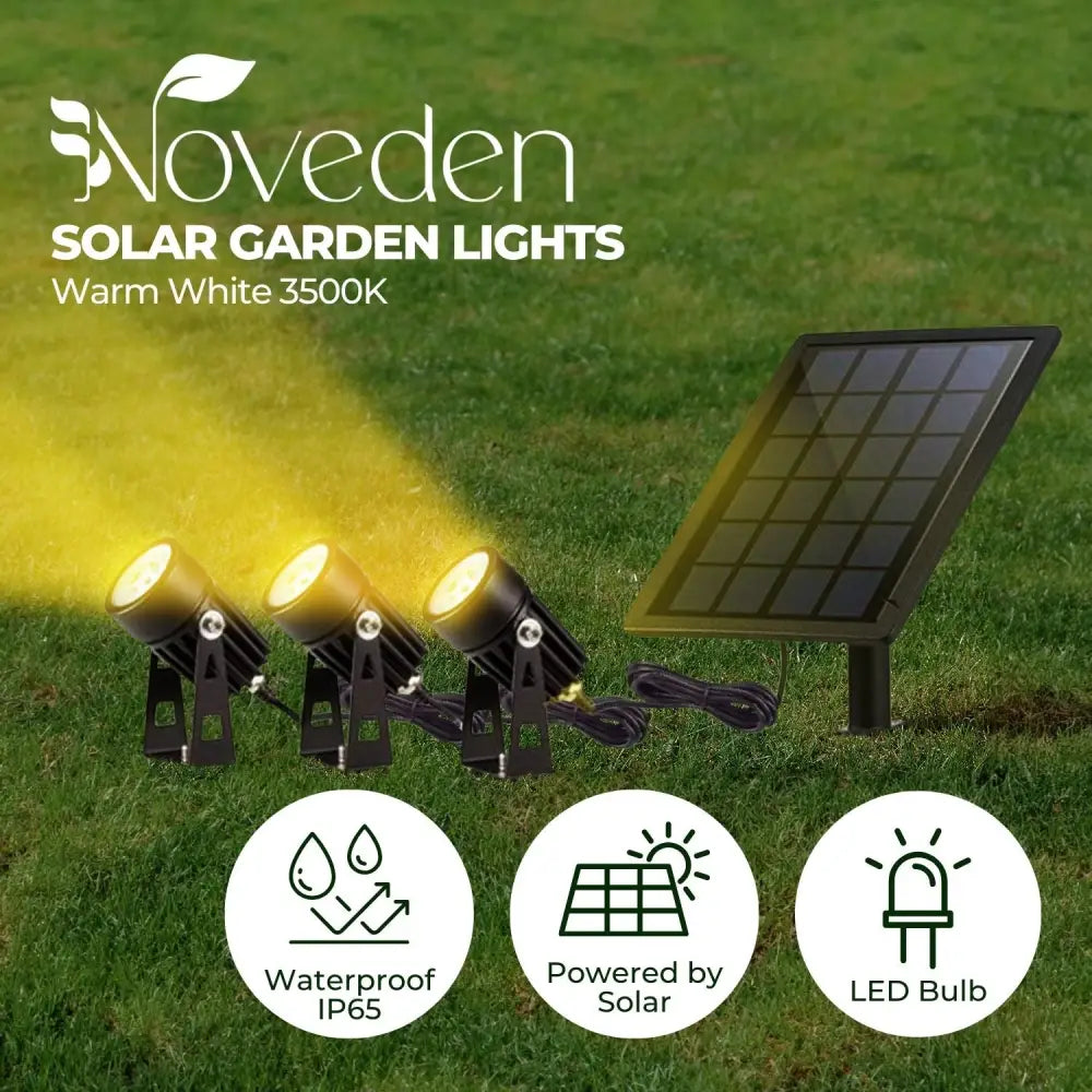 NOVEDEN Solar Garden Lights with 3 Set LED Spotlights (Warm White) NE-SL-105-HK - Home & Garden > Garden Lights